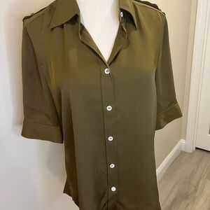 Frame Silk Olive Button-Down Shirt